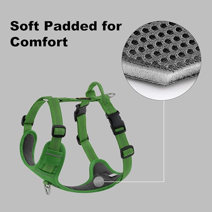 Plutus Pet No Pull Dog Harness, Reflective Adjustable Dog Vest Harness with Handle, Escape Proof, Soft Padded for Small Medium Large Dogs (Green, M)