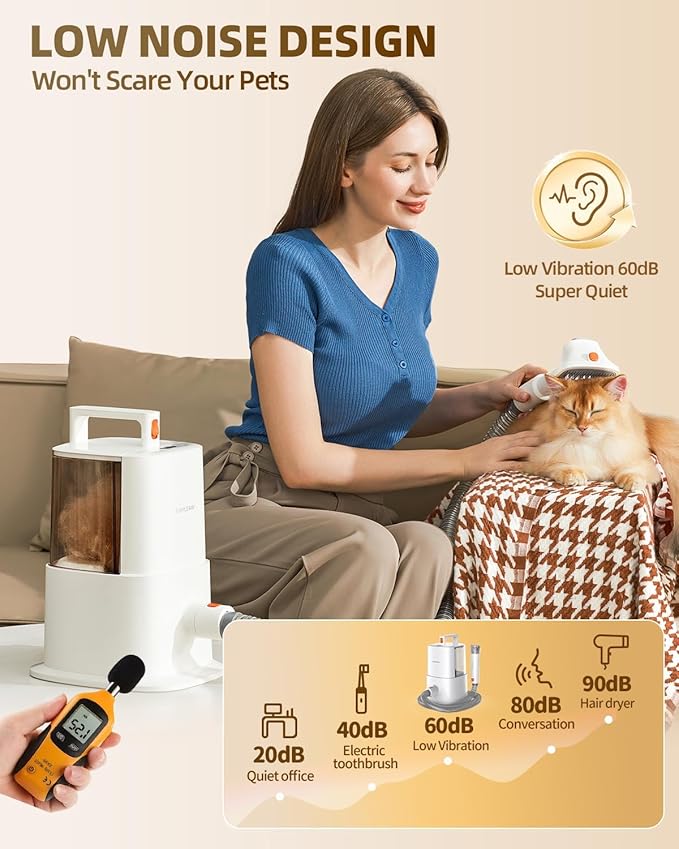Dog Grooming Vacuum Kit for Shedding: Pet Hair Brush Groomer Pro Attachment Fur Machine Cat Clippers Deshedding Suction Cleaner Home Trimmer Tool Doggie Doggy System Remover Electric Shaver Cut