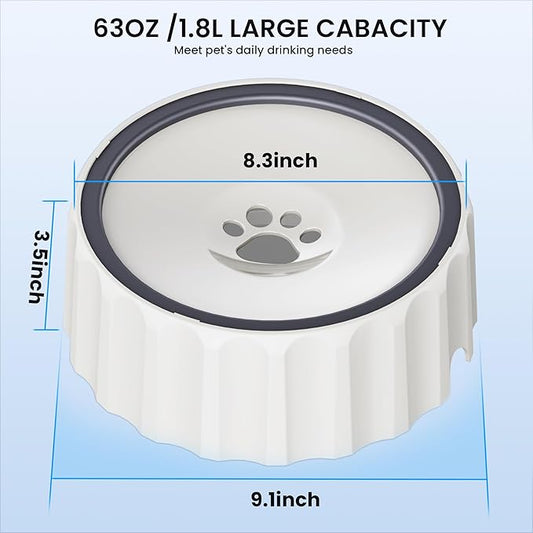 FORWH Dog Water Bowl No Spill 70oz/2L Large Capacity Dispenser Non Slip No Splash Bowl Pet Slow Feeder No Drip Dog Water Bowl on Vehicle Slow Water Bowl for Dogs and Cats