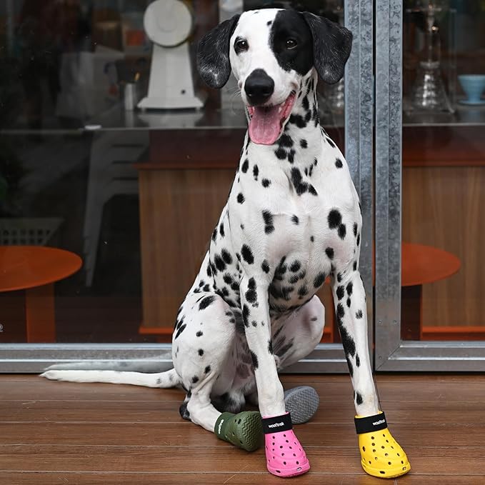 Dog Shoes Breathable Dog Shoe for Hot Pavement, Dog Booties and Paw Protectors, Non-Slip Waterproof Dog Sandals Boots (Black+Yellow, M: (2.6’’x2.3'')(L*W))