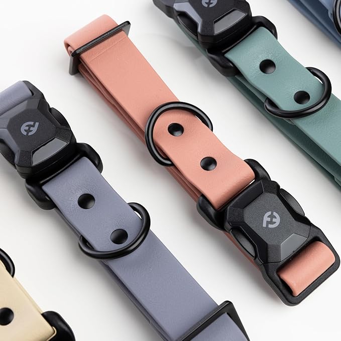 2025 New Edition, Fei & Eve PVC MagEase Dog Collar - Patented Magnetic Buckles | Fur-Safe | 450LB Escape-Proof | Adjustable Fit | Medium (Glacier Green)