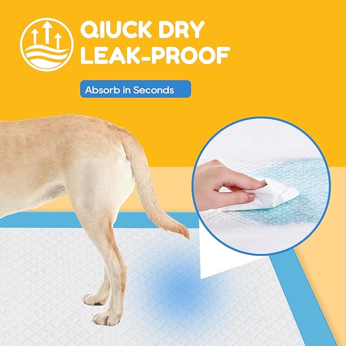 Extra Large Puppy Dog Pee Pads 28" x 34"-60 Count, Super Absorbent Disposable Dog Training Pads, Quick Drying, Leak-Proof, Ultra Thick Potty Pads for Dogs, Puppies, Doggie, Cats, Rabbits