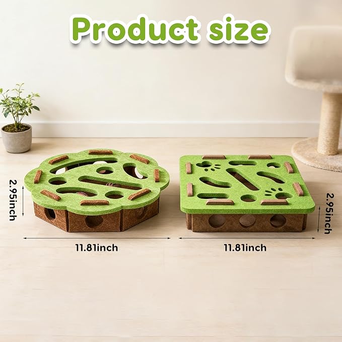 Interactive Cat Toy, Puzzle Maze Indoor Cat Toy, Felt Cat Feeder with Bell Stimulates Natural Hunting Instincts, Cat Scratch Box Pet Toy