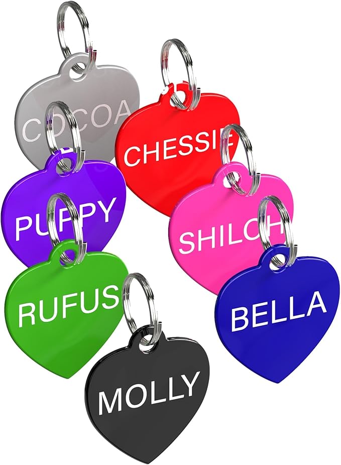 Dr. Fremont's Pet ID Tag Custom for Dog Cat Personalized | Many Shapes and Colors to Choose from | Made in USA | Strong Anodized Aluminum (Small, Heart)