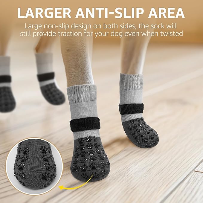 SCENEREAL Dog Socks to Prevent Licking Paws for Hardwood Floors Anti Slip, Dog Grippy Socks Shoes for Senior Small to Large Dogs, Dog Boots & Paw Protectors for Hot/Cold Scratching Pavement
