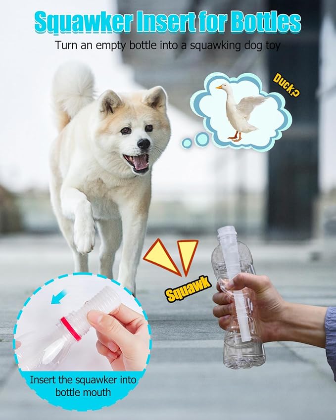 SCHITEC Squeaker for Water Bottle, [12 Pack] Squawking Tube to Turn Plastic Bottles into Squeaky Dog Toys