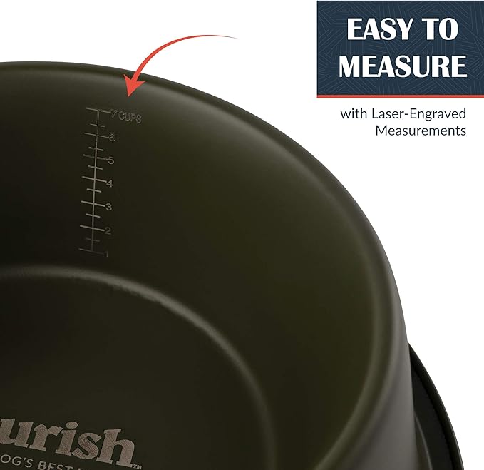 Flourish Stainless-Steel Dog Bowls | Extra Thick, Durable Pet Bowl | Non-Slip Silicone, Easy to Measure, Pet Bowls for Kibble & Water | for All Kind of Dogs & Cats (Army Green-64 Ounces) 2PK Medium