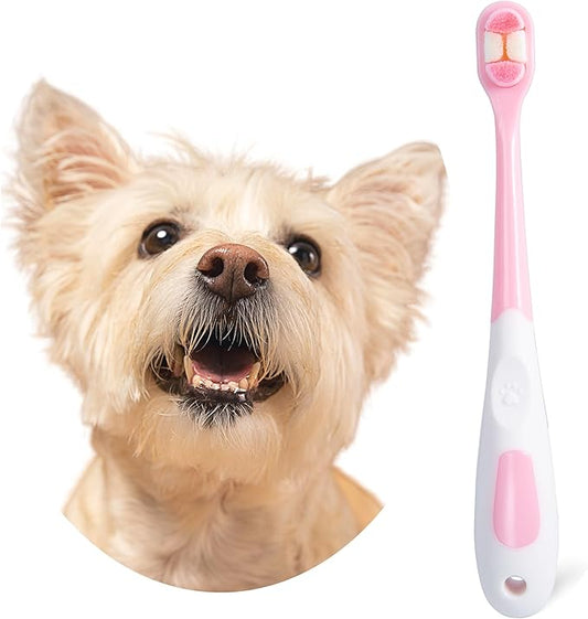 Small Dog Toothbrush, Cat & Puppy Tooth Brushing Kit, Ultra Soft & Mini Head Teeth Brush for Kitten & Tiny Pet, Doggy Toothbrushes Deep Dental Cleaning, 1 Pack - Pink