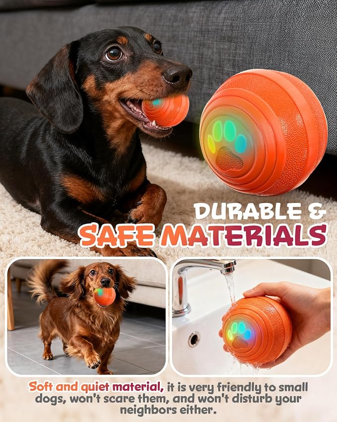 JR JUMIAR Interactive Dog Toys, Soft and Quiet Safe Material Jumping Dog Ball with Remote Control, Motion Activated Automatic Pet Toy for Small/Medium Dogs, Gift for Cat Puppy Pet (Orange)