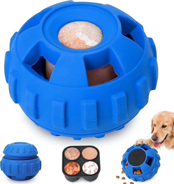 Dog Enrichment Toys to Keep Them Busy-Interactive Dog Toys for Large Dogs-Freeze Treat Dispensing,Natural Rubber,Dishwasher Safe,Navy,M