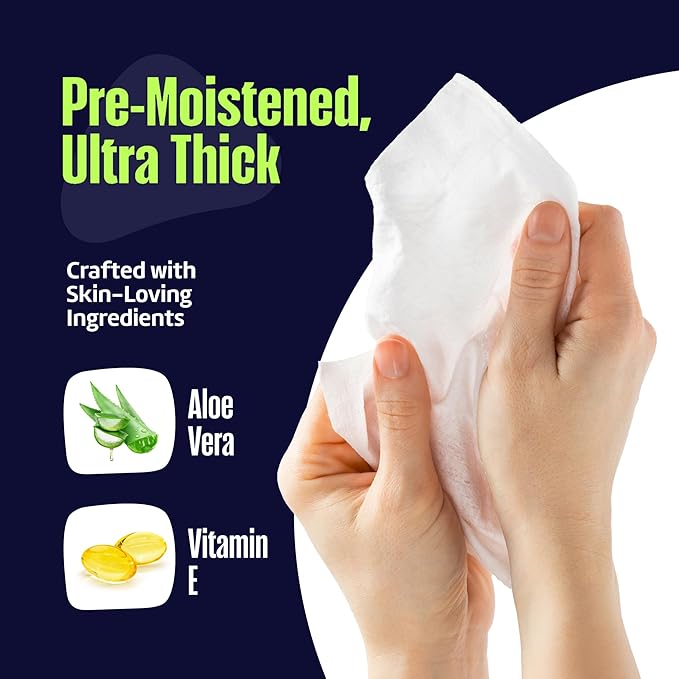 Adult Wipes for Elderly 8 Pack - Hospital Grade Extra Large Extra Thick Disposable Washcloths for Adult No-Rinse Bathing & Shower Alternative - Fragrance-Free XXL