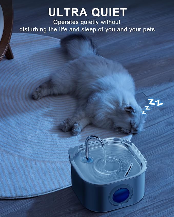 NautyPaws Cat Water Fountain Stainless Steel: 108oz/3.2L Automatic Pet Water Fountain - Dog Water Dispenser with Water Level Window - for Cats Inside with 4 Replacement Filters and 4 Sponges