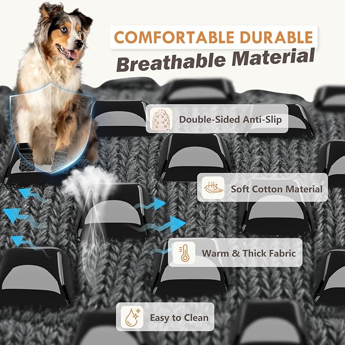 Non Slip Dog Socks to Prevent Licking Paws Grippy Socks for Senior Dog on Hardwood Floors Anti Slip Dog Socks for Hot Pavement Double Side Paw Protector Prevent Scratching Grey S