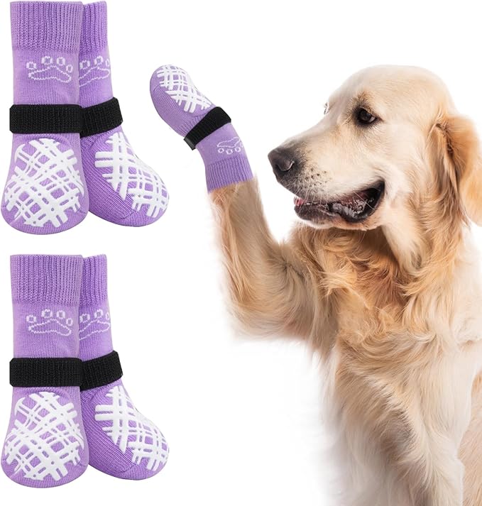 BEAUTYZOO Dog Socks to Prevent Licking Paws, Dog Shoes for Hot Pavement Small Medium Large Senior Dogs Booties, Non Slip Dogs Boots & Paw Protectors for Hardwood Floors Traction Control Indoor