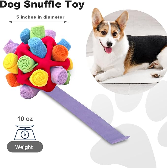 Gormenland Interactive Snuffle Toys for Dogs, Sniffle Interactive Treat Game Ball, Furry Fellow Snuffle Master, Encouraging Natural Foraging Skills (Red, Triangle)