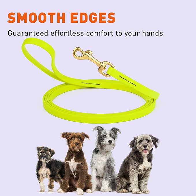Viper Biothane K9 Working Dog Leash Waterproof Lead for Tracking Training Schutzhund Odor-Proof Long Line with Solid Brass Snap for Puppy Medium and Large Dogs, 33ft Safety Yellow