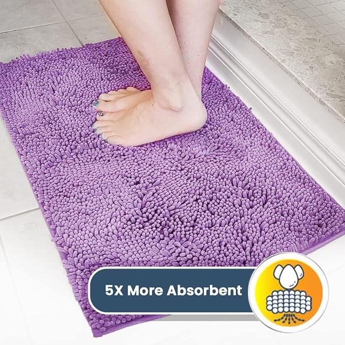 Muddy Mat® | Super Absorbent Door Mat Indoor, Microfiber Quick Dry Chenille Entryway Rug, Non-Slip Front Door Mat, Indoor Mats for Entryway, Machine Washable Pet Rug, Purple 24"x35"