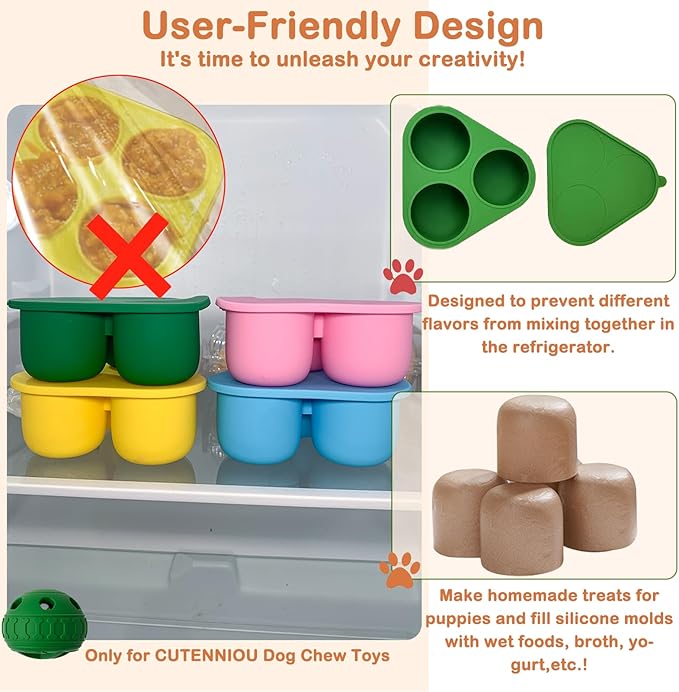 CUTENNIOU 2 in 1 Interactive Dog Toy and Silicone Tray with Lid, Dog Enrichment Toys for Large Dogs 25-75 lbs, Freezable Dogs Chew Toy to Keep Them Busy, Frozen Treat Dispensing for Slow Food Training