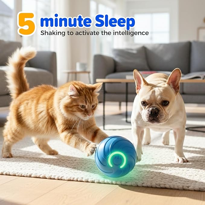 Shaky Ball for Dogs, 2026 Interactive Dog Toys Balls, 2.05‘’ x 2.05'' Automatic Moving Dog Toy, Automatic Rolling Ball, Vibrating Dog Balls Toy for Puppy Small Medium Dogs (B - Blue * 2pcs)