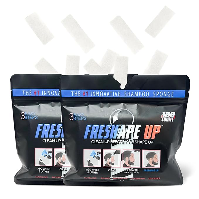 No Rinse Shampoo Infused Hairline and Beard Wipes– Disposable No Rinse Wipes for Barbers – Quick Use Hairline Wipe for Prepping Shape-Ups & Lineups– 100 Pieces in 1 Pack (Pack Of 2)