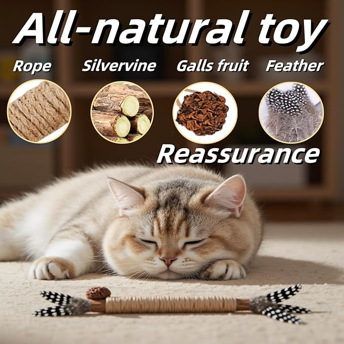 Cat Toys, 7 Pack Silvervine Cat Feather Toy Kitten Chew Stick Catnip Treat for Cleaning Teeth Indoor Kitty Teaser Wand Molar Snack for Interactive Pet Rabbit Bunny Hamster