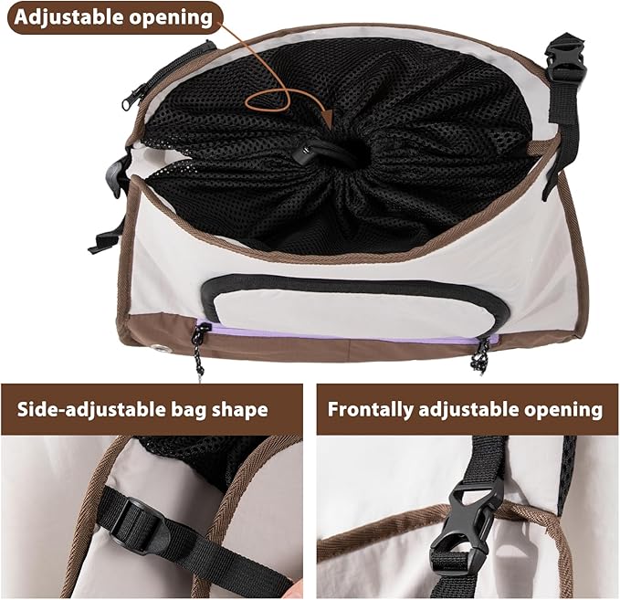 Pet Front Carrier Backpack,Adjustable Nylon Waterproof Cat Dog Chest Carrier with Detachable Shoulder Straps, Front Ventilation & Top Mesh Window,Up to 7kg/15lbs