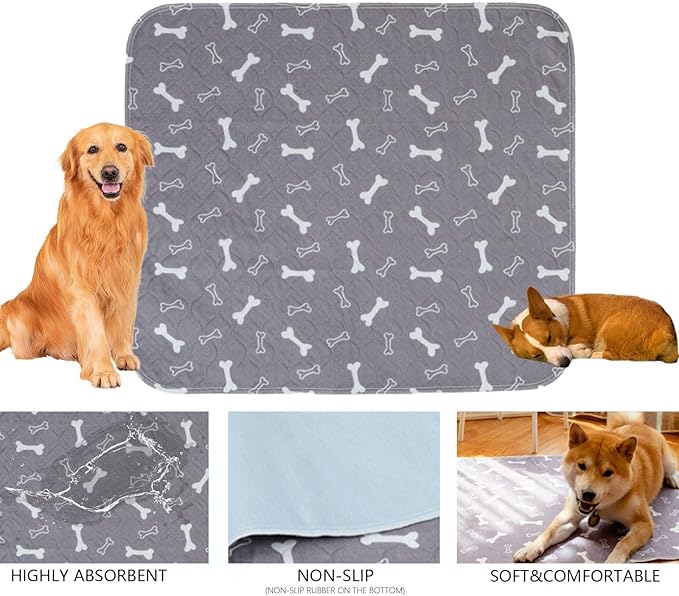 Puppy pad Pee Pads for Dogs, 2026 Upgraded Washable Puppy Pad with Pheromones, PuppyPad Pee Pad - Leak & Odor Proof, Non-Slip Base, Easy to Clean & Reusable (Gray, M: 27.6" × 31.5")