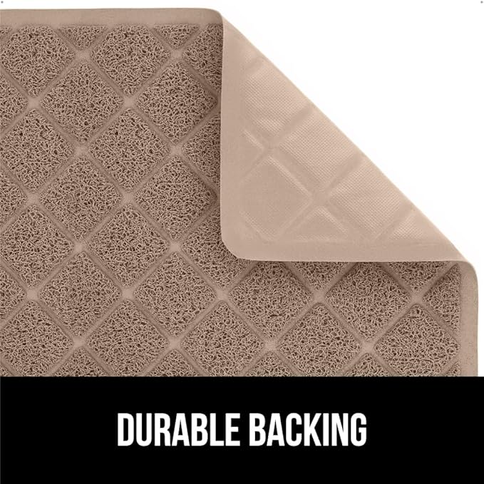 GORILLA GRIP Cat Litter Box Mat, 32x32, Water Resistant, US Designed Kitty Litter Trapping Mats, Easy to Clean, Scatter Control, Less Mess and Clean Floors, Kitten Supplies for Indoor Cats, Beige