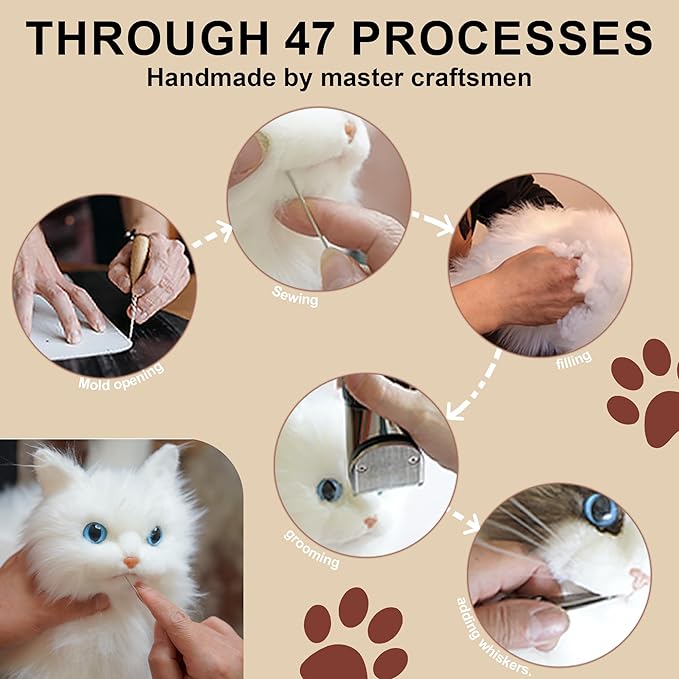 Chongker Stuffed Animals Handmade Realistic Cat Plush Toy Companion for Elderly Adults Women Kids Cat Lover Surprise Gifts for Anniversary Birthday