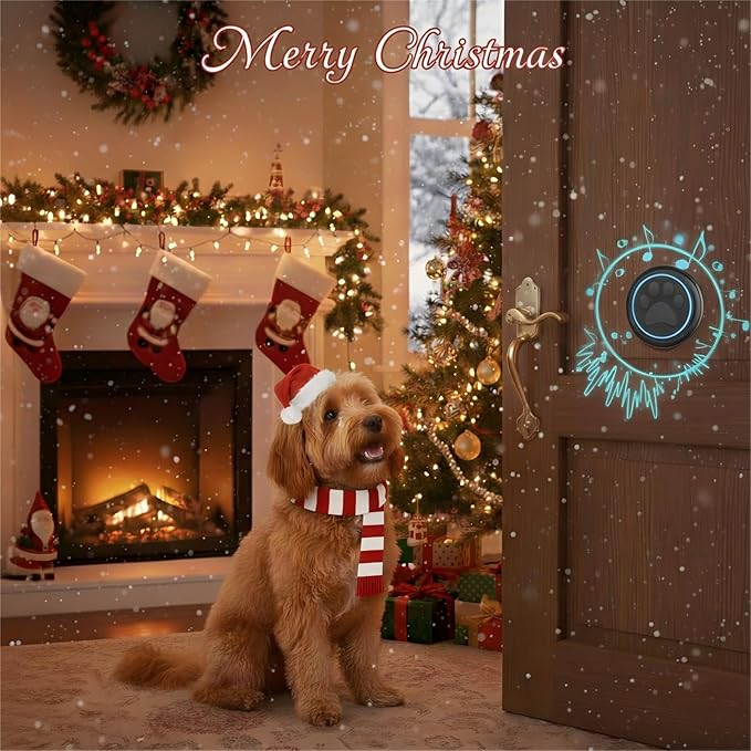 Wireless Dog Doorbell for Potty Training to Go Outside, Waterproof Pet Bell with 1 Touch Buttons and 1 Receiver, 1000 Feet Range, 60 Melodies & Adjustable Volume, Black