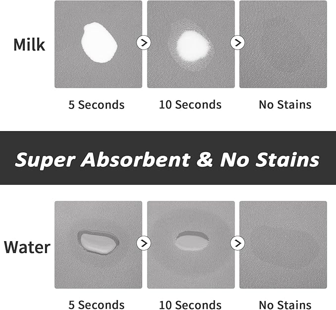 Dog Food Mat - Absorbent Cat Mat for Food and Water, No Stains Pet Feeding Bowl Mat, Easy to Clean Pet Placemats, Quick Dry Dog Water Dispenser Mat for Messy Drinkers | Paw Grey 12"x 19"