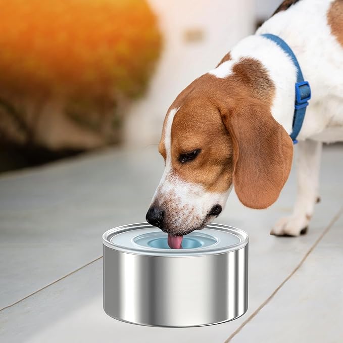 1Gallon Slobber Stopper Water Bowl for Dogs, US Patented Splash-Proof Paws Lid, 18/8 Stainless Steel, Anti-Slip Base, No Spill for Messy Large Medium Dogs, Ear Protection for Floppy-Eared Breeds
