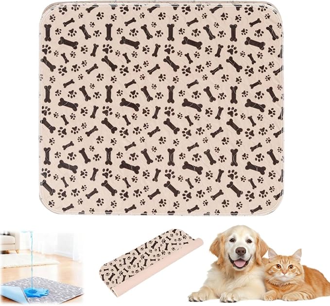 Puppy Pee Pads for Dogs,Washable Pee Pads for Dogs with Pheromones,Reusable Puppy Pads Washable for Dogs & Cats, Washable,Durable Leak-Proof & Anti-Slip Pet Training Pads for Home & Trave(M,Brown-2)