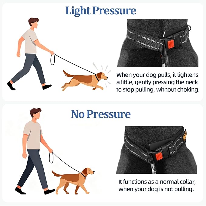 Mayerzon 1.5" Wide Martingale Collar for Large Medium Small Dogs Pitbull German Shepherd, No Pull Reflective Slip & Martingale Dog Collar with Buckle Soft Padded for Walking Training(Black,XL)