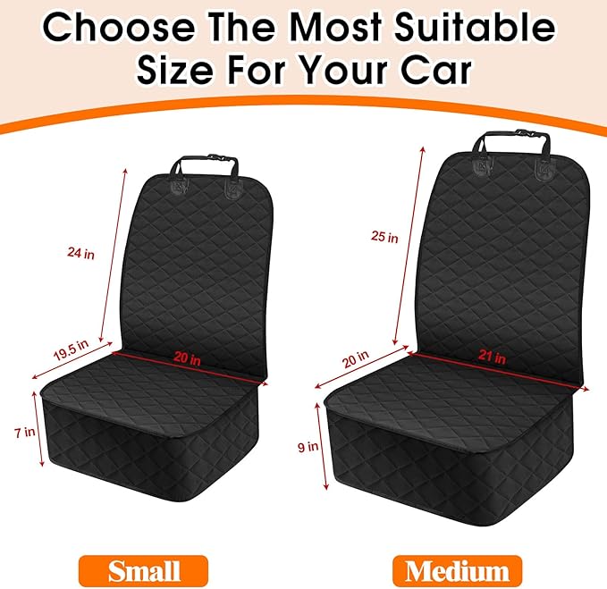 NECKORY 2 Pack Front Dog Seat Cover, Waterproof Car Seat Covers for Dogs Nonslip Scratch-Proof Dog Seat Cover Front Seat Cover for SUV, Sedans,Trucks,Cars - S, Black