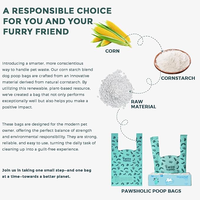 Cat Litter Disposal Bags and Dog Poop Bags with Handle,Cornstarch Based Extra Thick and Guaranteed Leak Proof Poop bags for Kitty and Doggy(180 Count 1.1 Gallon,Lavender Scent)