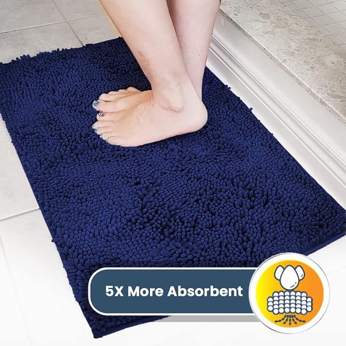 Muddy Mat® | Super Absorbent Door Mat Indoor, Microfiber Quick Dry Chenille Entryway Rug, Non-Slip Front Door Mat, Indoor Mats for Entryway, Machine Washable Pet Rug, Navy Blue XXXL 72"X48"