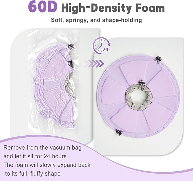 Cat Cone Collar Soft, Adjustable Elizabethan Collar for Cats to Stop Licking, Comfortable Lightweight Kitten Cone for Wound Healing and Surgery Recovery,Purple S