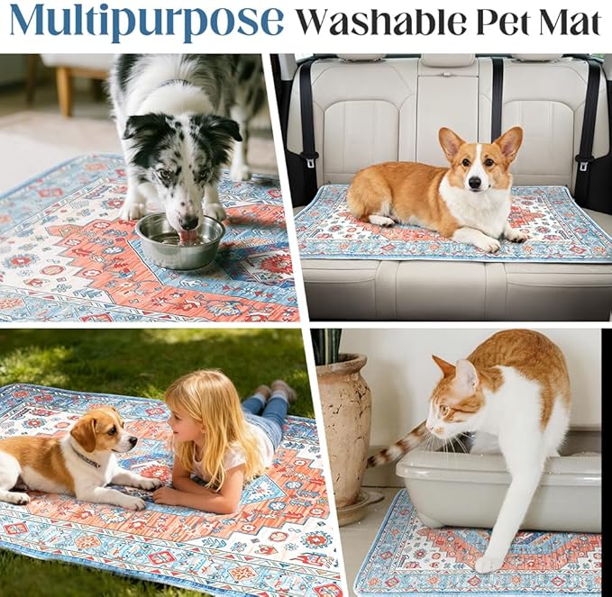Washable Pee Pads for Dogs 2 Pack Reusable Puppy Training Pads 72"x72" Super Absorbent Waterproof Dog Training Pads, Non-Slip Potty Pads Whelping Pads Litter Mat Pet Supplies - Orange/Mix