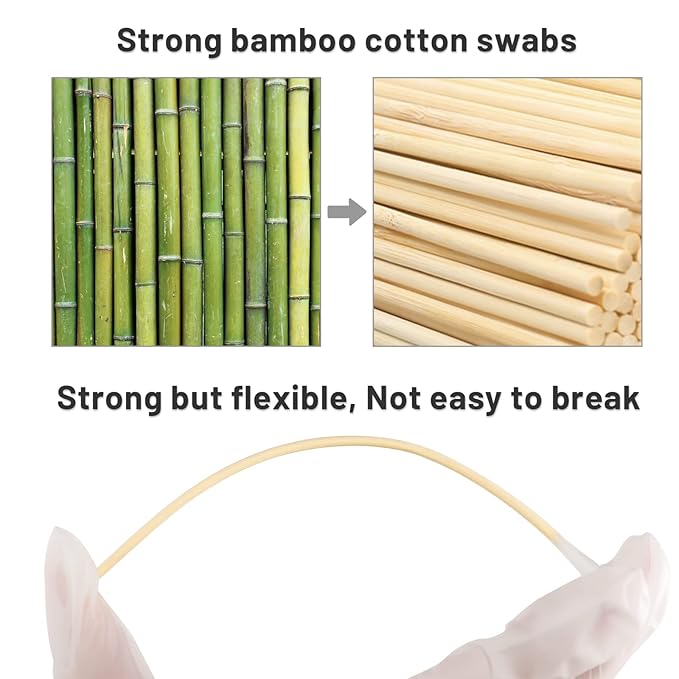 1000PCS 6" Cotton Swabs in Storage Box - Long Cotton Swab with Bamboo Sticks - Lint Free, Highly Absorbent Single Tipped Applicators for Makeup, Pet Care, Home Cleaning