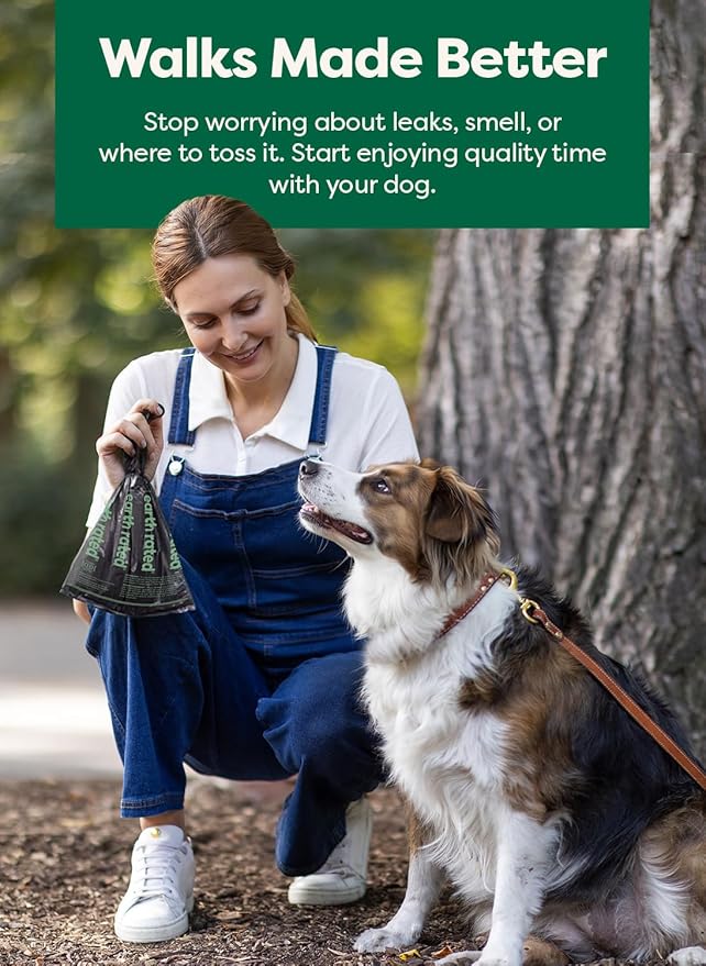 Earth Rated Odor-Blocking Poop Bags for Dogs with 3X Protect, Guaranteed to Block Smells & Leak-Proof Performance, Conceals Smell & Mess, Unscented, 120 Count