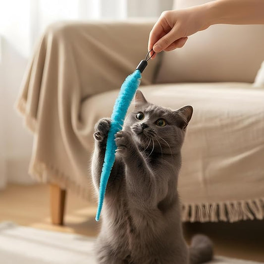 10Pcs Cat Worm Toy, Cat Wand Toy Accessories, Interactive Cats Wand Replacement Cats Toys Interactivefor Teaser for Kitten