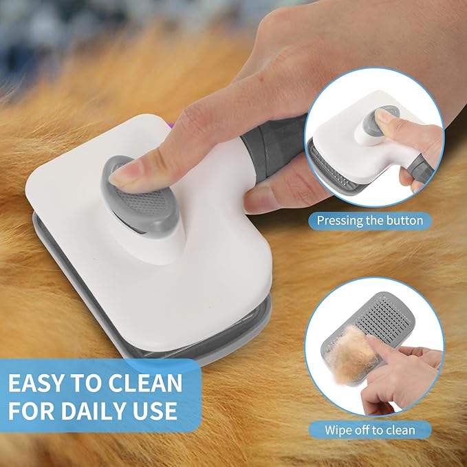 9 Pcs Pet Grooming Brush Set for Shedding, Professional Cats Dogs Long Hair Brush Nail Clipper And File Grooming Kit Self Cleanup Deshedding Multifunctional for Dogs Cats (Grey)