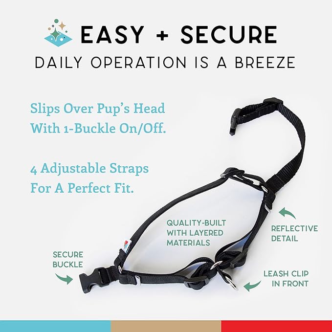 Wildebeest No Pull Dog Harness | Comfortable Training Harnesses | Effective No Pull Harness Design | Ideal for Large Sized Dog | 4-Point Adjustable (XL - 30~36 inch Girth, Black)