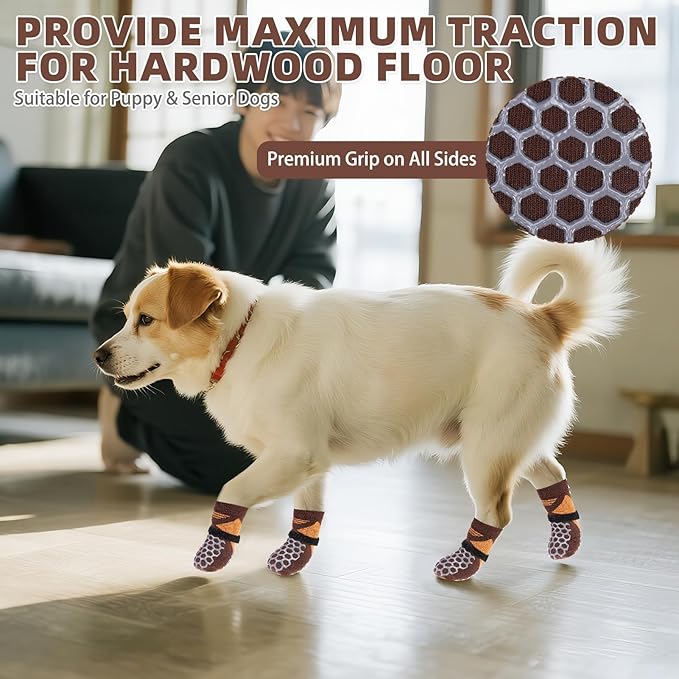 KOOLTAIL Dog Socks for Hot/Cold Pavement, Breathable & Warm Dog Socks to Prevent Licking Paws, Non Slip Pet Boots & Paw Protectors for Hardwood Floor,Grippy Shoes for Small Medium Large Senior Dogs