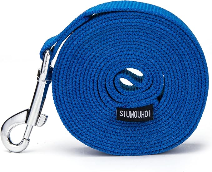 Siumouhoi Strong Durable Nylon Dog Training Leash, 1 Inch Wide Traction Rope, 6 ft 10ft 15ft Long, for Small and Medium Dog (Blue, 10 Feet)