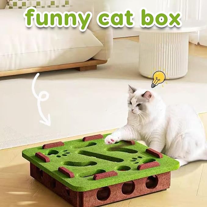 Interactive Cat Toy, Puzzle Maze Indoor Cat Toy, Felt Cat Feeder with Bell Stimulates Natural Hunting Instincts, Cat Scratch Box Pet Toy