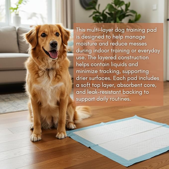 50 Count (30" x 23.6") Dog Pads with 5-Layer Leak Proof, Super Absorbent, Quick Dry Top Sheet, Extra Large Pee Pads for Puppies, Adult Dogs, Potty Training and Indoor Use