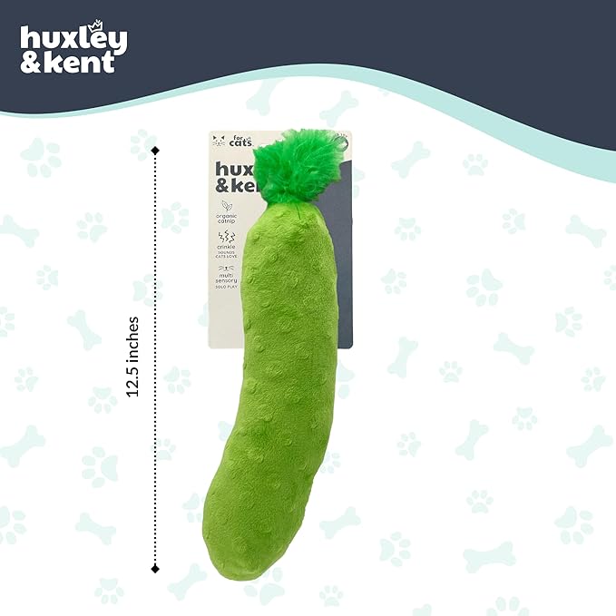 Huxley & Kent Kicker Plush Cat Toy - Interactive Catnip Toy for Cats & Kittens - Soft Canvas for Kicking & Batting - Fun Indoor Play - Pickle