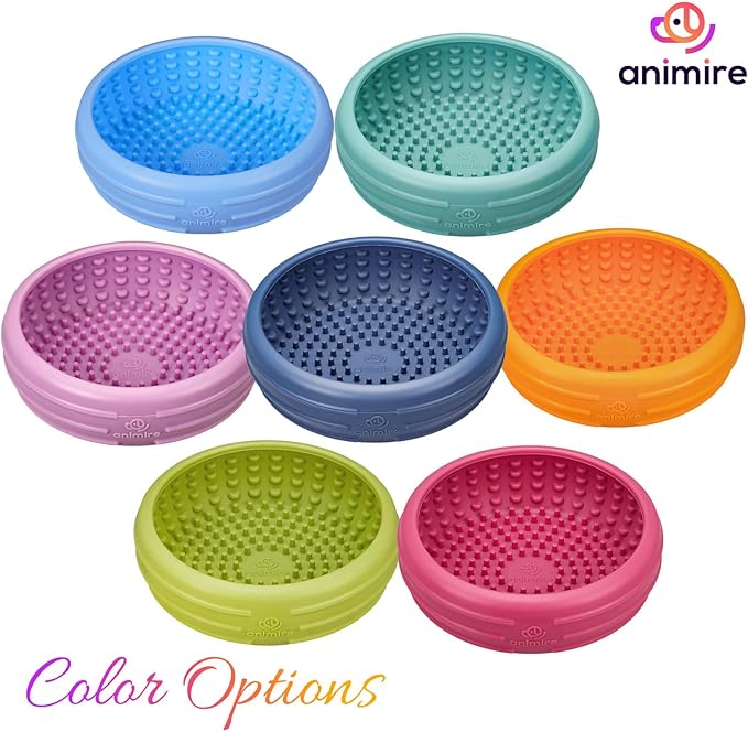 Dog Lick Bowl, Animire Freeze Lick Mat for Dogs, Non-Slip Slow Feeder Licking Bowl Enrichment Treat for Distraction Anxiety Relief, Food Grade Silicone, Dishwasher Safe(Dark Blue,S)